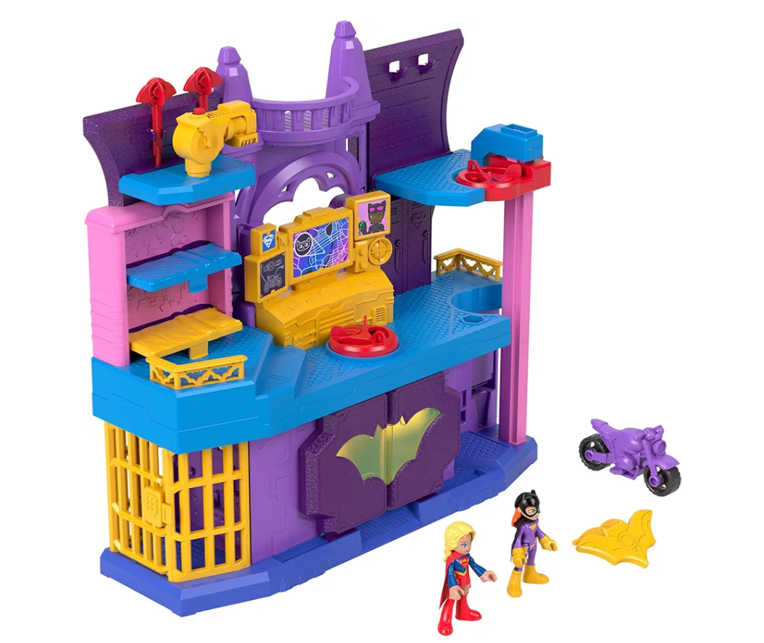 Fisher-Price Imaginext DC Super Friends Toy Batgirl Hero Hideout Playset with 2 Figures & 5 Accessories for Pretend Play Kids Ages 3+ Years