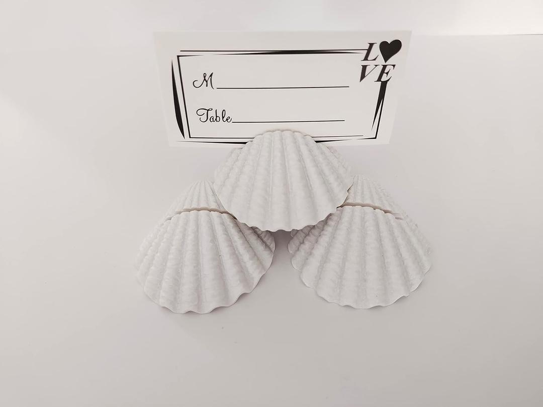 10 Pcs,White Shell,Table Card Holder，Place Card Holders, Table Number Holder，Photo Holders, Party Favors, Wedding Decorations (10 Pcs,White Shell)
