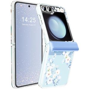 Floral Case for Samsung Galaxy Z Flip 6 with Hinge Protection, Precise Camera Protection, Screen Protector, Wireless Charging, Anti-Scratch, Shockproof Case for Z Flip 6 5G (Orchid)