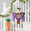 He is Risen Easter Decor, Wooden Cross Wall Hanging Sign with Purple Sash, White Lilies & Dove, Farmhouse Christian Home Decor for Front Door, Wall, Mantel - Easter Gift Idea