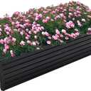 Thanaddo Galvanized Raised Garden Bed 8x4x2ft Outdoor Planter Box Galvanized Steel Garden Bed Kit for Vegetables, Flowers, Herbs and Succulents Black