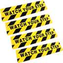 Boao 4 Pieces Watch Your Step Stickers Sign 6 x 24 Inch Caution Watch Your Step Floor Decals Warning Sticker Adhesive Tape Anti Slip Abrasive Tape for Workplace Safety Wet Floor Caution