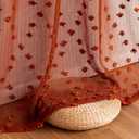 MYSKY HOME Terracotta Boho Sheer Curtains with Pom Poms 84 Inches Long Burnt Orange Rust Colored Rustic Farmhouse Bohemian Drapes for Bedroom Living Room Window, Rod Pocket, 52" Wide, 2 Panels