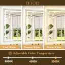 TETOTE 22 x 30 Bathroom LED Mirror Brushed Nickel Metal Frame Frontlit & Backlit Vanity Mirror Anti-Fog Stepless Dimmable 3 Colors White/Warm/Natural Mirror with Lights Wall-Mounted