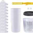 Disposable Paint Sprayer Mixing Cup for Automotive Paint Gun, HVLP Paint Spray Paint Gun 20 Ounce (600ml) Kit with 10 Cups and Lids System, 1 Hard Cup with Retainer Ring and 2 Plugs