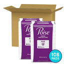 (2 pack) Poise Incontinence Pads for Women, 4 Drop Moderate Absorbency, Long Length, 108 Count