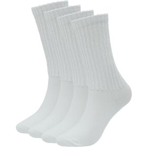 ASTRALUX cotton Socks Unisex 4 Pairs Men's socks & Women's socks (Large, White)