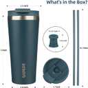 BJPKPK 22oz Stainless Steel Insulated Tumbler With lid And Straw Travel Coffee Thermal Tumblers Cup For Women And Men,Navy Blue