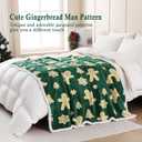 SOCHOW Christmas Gingerbread Holiday Jacquard Sherpa Fleece Throw Blanket, Fuzzy Warm Super Soft Reversible Plush Blanket for Bed, Sofa and Couch, 50 x 60 inches, Green