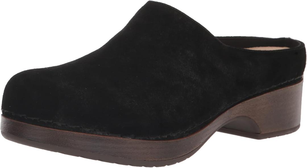 Bella Vita Women's Motto Slip on Clog (6, Black Suede Leather)