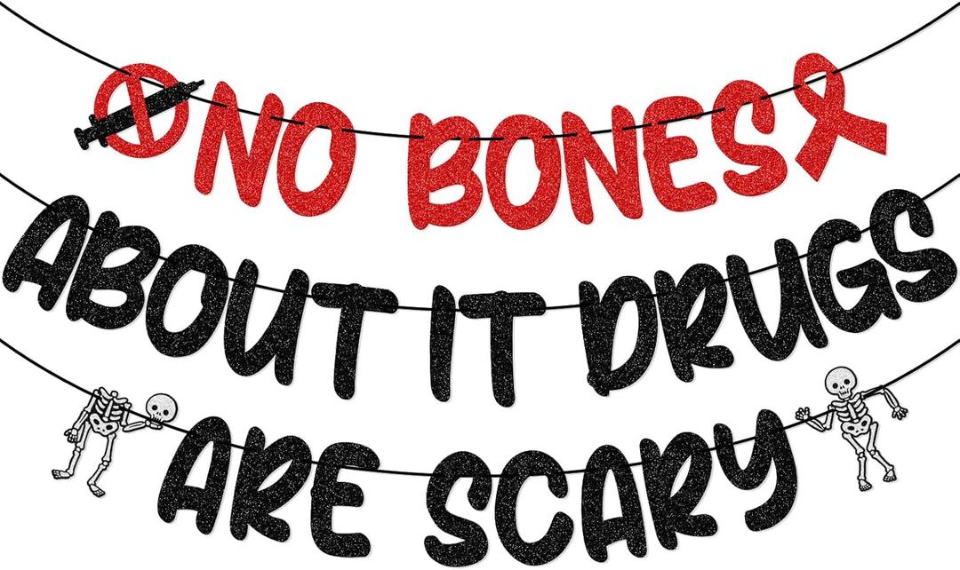 Red Ribbon Week Decorations, Drug Free Decor, Halloween Red Ribbon Week Party Decorations, Red  Black Glitter