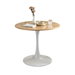 23.62" Mid-Century Round Dining Table, Small Dining Table, Side Table for 2 People, Small Round Dining Room Table with Sturdy Trumpet Base, Circle Kitchen Table for Dining Room, Kitchen, Living Room