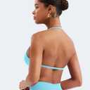 VOYJOY Impact Strappy Bra Sports Bras for Women Basic Crop Workout Sexy Tank Gym Yoga Bra (Blue, L)