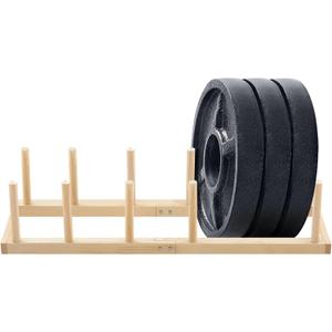 CroBlissful Weight Rack for Home Gym Wooden Horizontal 37.8''L x 10.1''W x 7.08''H Weight Plate Holder Storage Barbell Bumper Storage for Gym Home