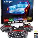 Nilight 3PCS 60 Inch RGB Truck Bed Light Strip Kit 270 LED Neon Accent LED with RF Remote On Off Switch Splitter Extension Cable for Cargo Pickup Truck Camper RV SUV Boat