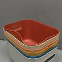 6Pcs Small Storage Bins with Lids, Stackable Plastic Organizer Bin Storage Containers for Organizing, Shelf Baskets for Pantry Cabinet Shelves Desktop Freezer Drawer Organization (6 Color, Small)