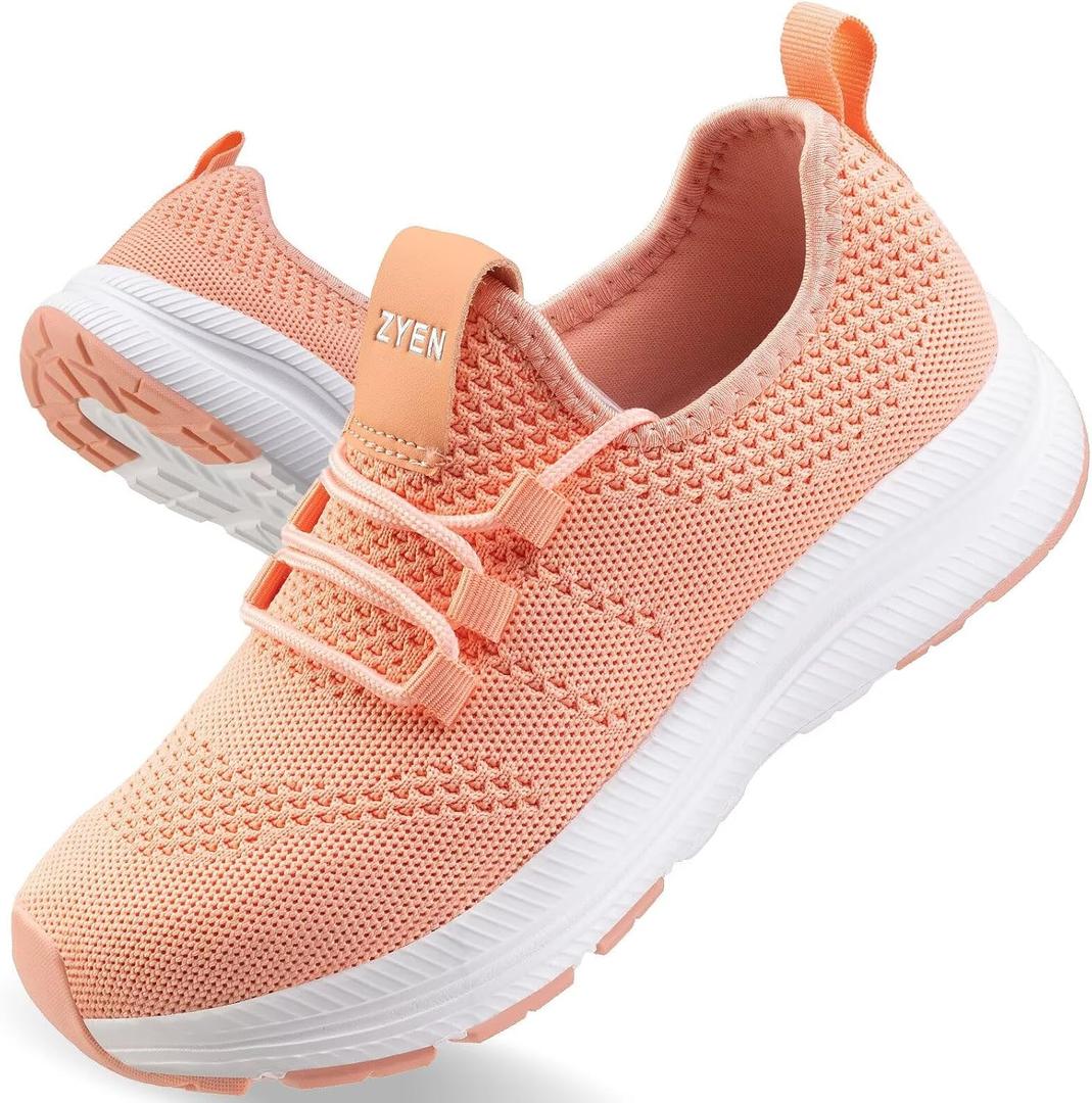 ZYEN Wide Toe Box Shoes Women Non-Slip Ultra Light Running Sneakers Extra Wide Feet Arch Support Walking Shoes Tennis Diabetes Breathable Gym Workouts 6-12 (7.5 Wide, Pink)