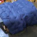61"x44" Tufted Bench Cushion Replacement for Swing Chair Dark Blue 3-Seater, for Outdoor Furniture, Patio Sofa/Couch, Overstuffed, Includes Backrest