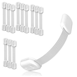 3M Adhesive Child Safety Strap Locks by Baby Proof Me, Baby Latches for Cabinets, Dishwashers, Fridges, Ovens and Trash Cans, Stain Free Toilet Lock (12 Safety Latches) (White)
