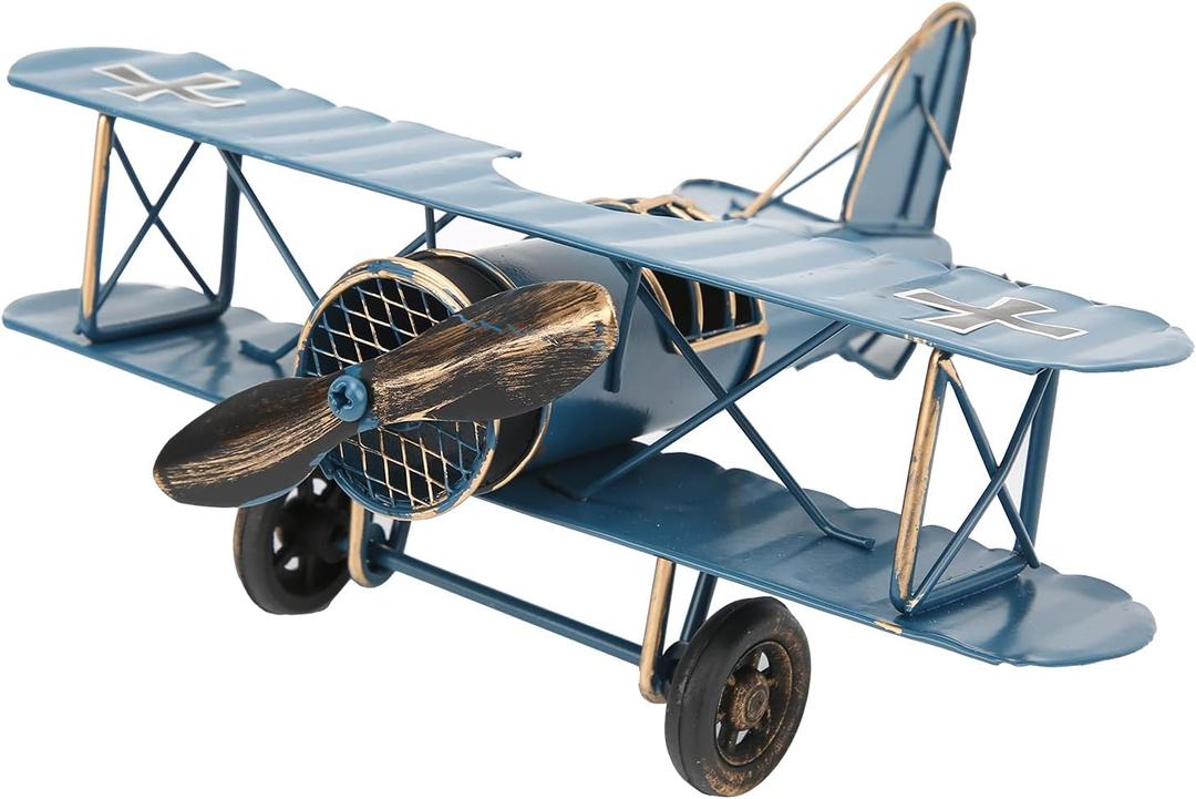 Airplane Decor, Vintage Metal Boy's Room Props Desktop Decoration, Hanging Aircraft Handicrafts for Home, Cafe, Bar, and Office Decor, Christmas Birthday Gifts, Christmas Decorations (Blue)