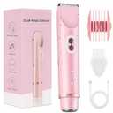 Bikini Shaver,Bikini Trimmer for Women, Glow Aura Electric Razor 2in1 Women's Shaver Dual Head Women's Trimmer for Leg Arm Body Grooming Tool,Silky and Painless and Efficient Cleaning Pink