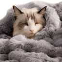 SOMAHE Pet Blanket, Reversible Sherpa & Bubble Fleece Pet Throw, Ultra-Soft Plush for Cats & Small Dogs, Machine Washable, Anti-Static, Warm & Cozy, 28"22" Inch Gray