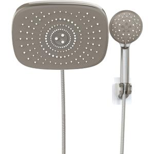 Veken 10'' Rain Shower Head with Handheld, High Pressure Rainfall Showerhead Combo with 5 Handheld Water Spray Modes for Bathroom Accessories, Home Decor, Detachable Dual Shower Heads, Brushed Nickel