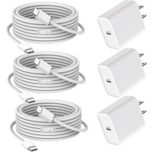 iPhone 17/16/15 Charger Fast Charging 3Pack 40W USB C Charger Fast Charging Block with 10FT USB C Cable for iPhone 17/17 Pro/17 Pro Max/17 Air/16/16 Plus/16 Pro/16e/16 Pro Max/15/15 Pro Max/iPad Pro