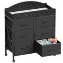 Yetom Baby Changing Table Dresser with Wheels, 6-Fabric Drawer Baby Dresser with Changing Table Top, Waterproof Diaper Changing Station & Pad, Mobile Storage Unit, Compact Baby Furniture, Black