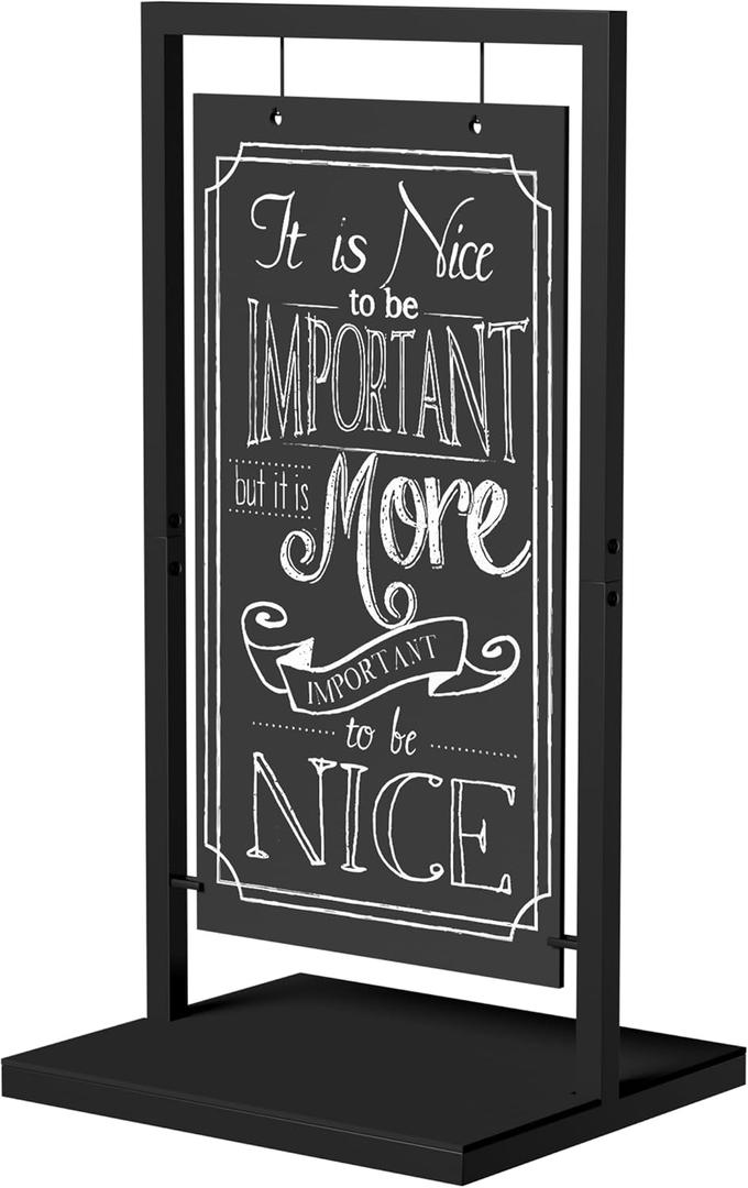 INNOVART Chalk Board Easel Sign, Sidewalk Sign 35" x 18" with Display Shelf,Free Standing Chalkboard Easel,Double-Sided Hanging Outdoor Chalkboard Sign for Caf Bar, Bistro, Florist or Wedding