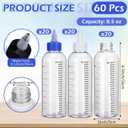60 Pcs Plastic Squeeze Bottles 8.5 oz Graduated Bottle with Twist Top Cap