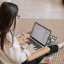 ZEAPTAC Portable Lap Laptop Desk with Pillow Cushion, Fits up to 15.6 inch Laptop, Lap Stand for Bed & Couch & Carpet, Book Tablet/Drawing Board/Computer Laptop Stand - Light Brown Wood