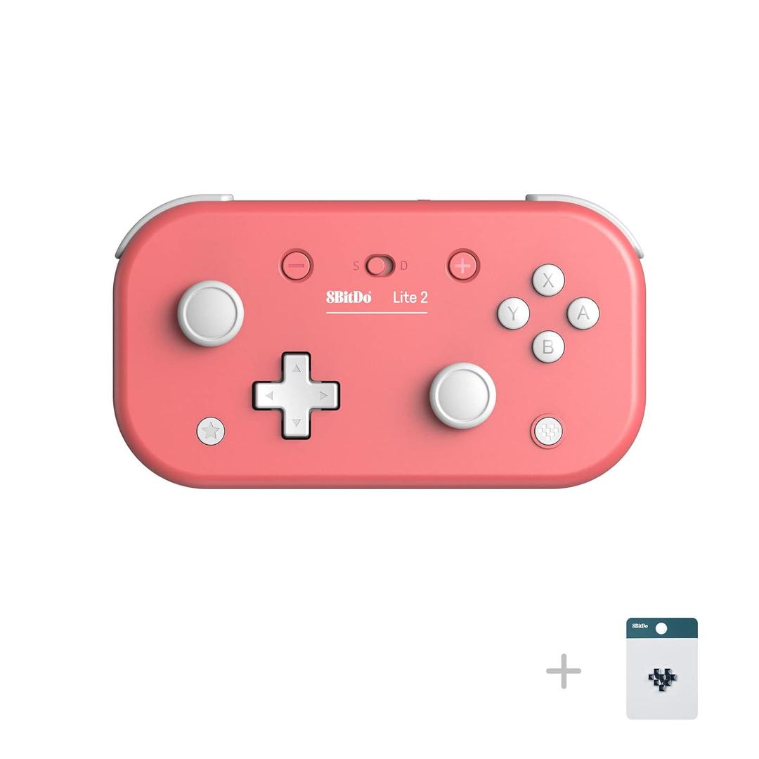 8Bitdo Lite 2 Bluetooth Controller with Motion Controls, Linear Motors Vibration, Joysticks, Triggers and D-pad, Wireless Gamepad for Switch/Switch 2, Android & Raspberry Pi (Pink)