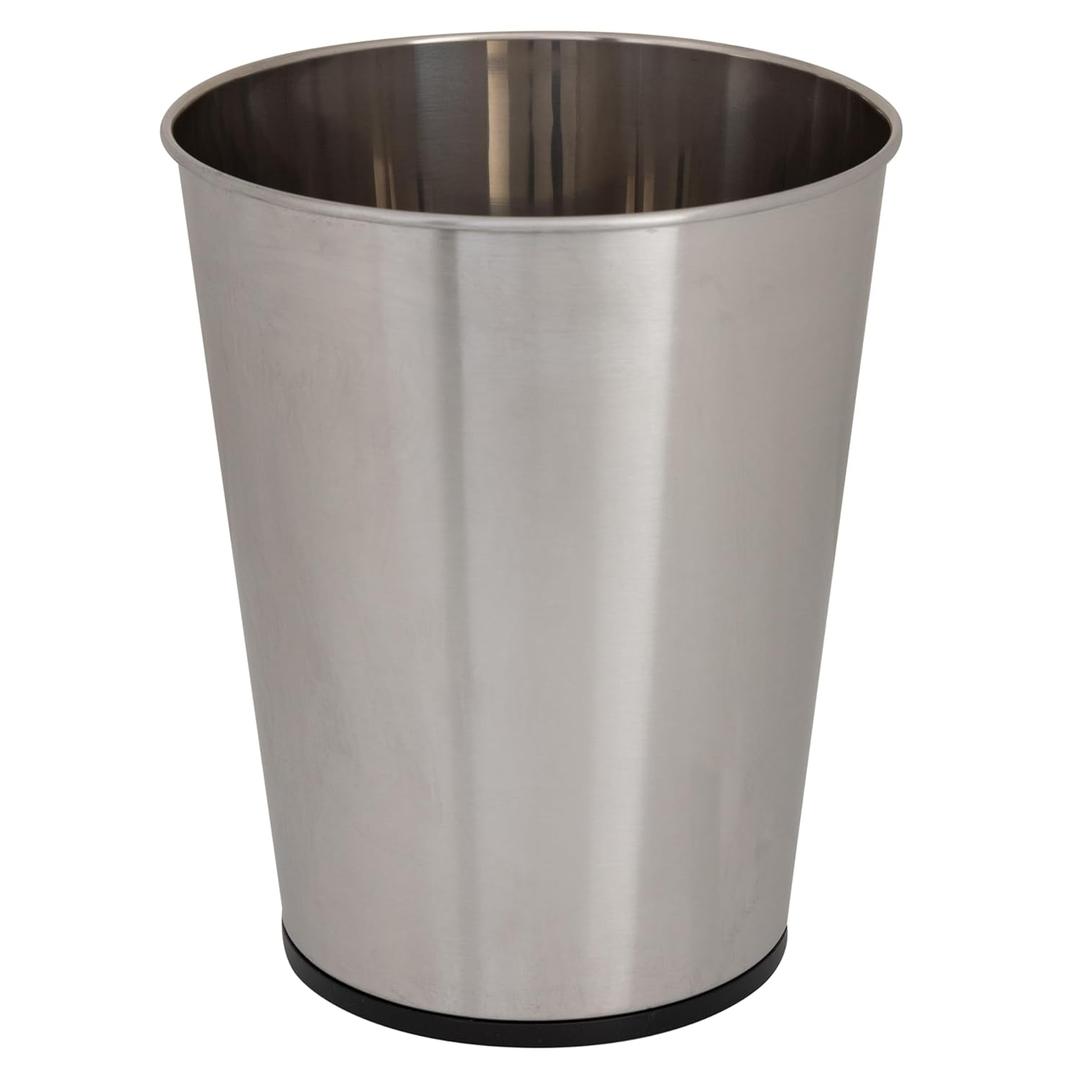 Bath Bliss 5 Liter Small Wastebasket, Stainless Steel | Compact Round Open Top Trash Can | Durable Bathroom Bedroom Dorm Office Garbage Bin | Stylish Space-Saving Waste Disposal Container