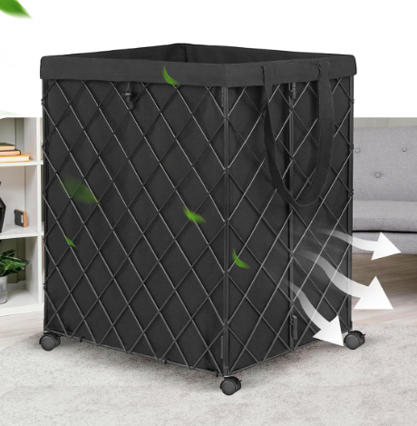 Brand: BKNROIHB
Multifunctional Laundry Basket with Wheels, Rolling Hamper, Detachable Lining, Metal Frame - Ideal for Bedrooms, Bathrooms, Laundry Rooms(Balck+Black)