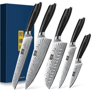 HOSHANHO 5 Pieces Knife Set, Professional Powder Steel Chef Knife Set, Ultra Sharp Japanese Kitchen Knives Set with Ergonomic Pakkawood Handle