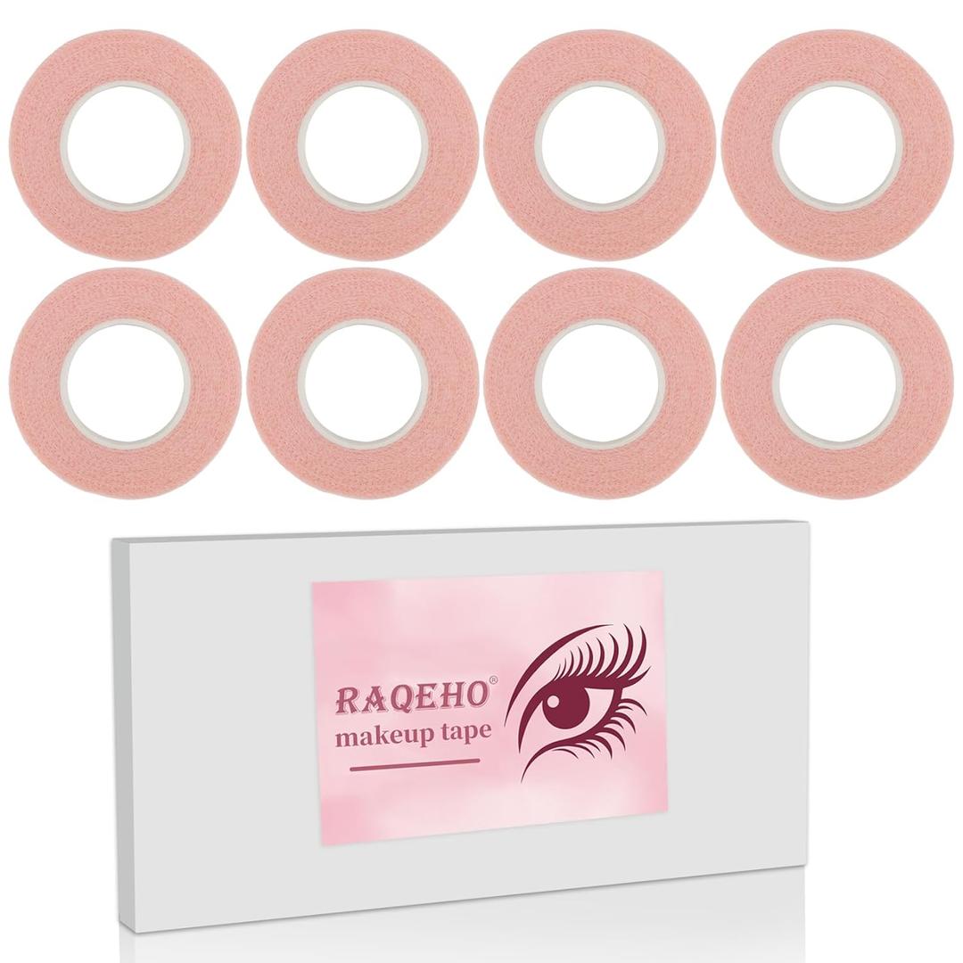 RAQEHO 8 Lash Tape for Eyelash Extensions - Adhesive Eyelash Tape, Micropore Makeup Tape for Eyeshadow & Eyeliner, Lash Extensions Supplies, Techs Essentials, Makeup Stuff Must Have, Sensitive Skin