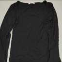 MANGOPOP Womens Long Sleeve Square Neck T Shirts Tops Fitted Tees(Black, X-Small)