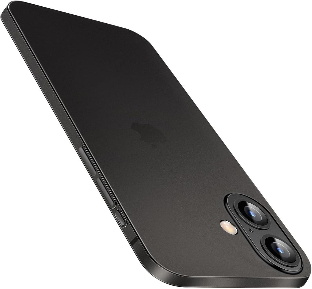 for iPhone 16 Slim Case,Paper-Thin Transparent Finish Skin Back Case [Non Yellowing] Ultra Protective Cover with Camera Protection 6.1 Inch (Translucen Black)
