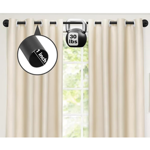 Refrze Curtain Rods for Windows 48 to 84 Inch, 1"Black Curtain Rod Industrial Wrap Around,Adjustable Heavy Duty Blackout Curtain Rods for Ceiling,Bedroom,Outdoor Patio