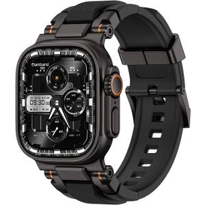 amBand Bands Compatible with Apple Watch Ultra 3/2/1 49mm, M1 Sport Series Rugged Durable Strap with Metal Connector to Match Ultra's Titanium Case for iWatch 49mm Men Matte Black