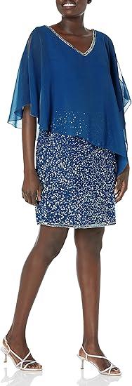 J Kara Women's Caplet Short Cocktail Beaded Dress, Size: 16