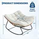 Garvee Outdoor Rocking Chair, Oversized Papasan Chair with Cushion | Metal & PE Rattan Frame, 400LBS Capacity, Ideal for Patio, Garden or Living Room, Gentle 30° Rocking Comfort