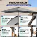 Ayge 6.5 Rectangular patio Umbrella rectangle pool Umbrella for patio Grey | Ribs, push-button tilt & crank. UPF50+ waterproof canopy. Rust-resistant pole. Fits patio table, backyard, pool.