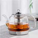 Induction Cooker Special Glass Teapot, Heat Resistant Borosilicate Glass Teapot With Stainless Steel Inner Filter for Loose Tea,tea Kettle Stovetop Clear Glass Flowe A-1.4L