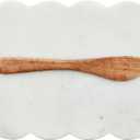 Mud Pie Scallop Marble Board Set, White, 12" x 5"
