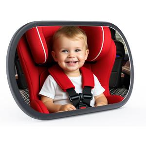 Baby Car Mirror for Backseat - Rear Facing Car Seat Mirror Safety for Infant Newborn - Easily Observe the Baby Move,Clear Wide View,360Rotation, Secure, Shatterproof - Black
