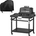 Universal Grill Stand for Ninja Woodfire Outdoor Grills,Portable Foldable Grill Cart Table for XSKUNSTAND OG700 OG800 OG900 OO101 SER Smoker Pizza Oven Accessories with 4 Wheels & Cover