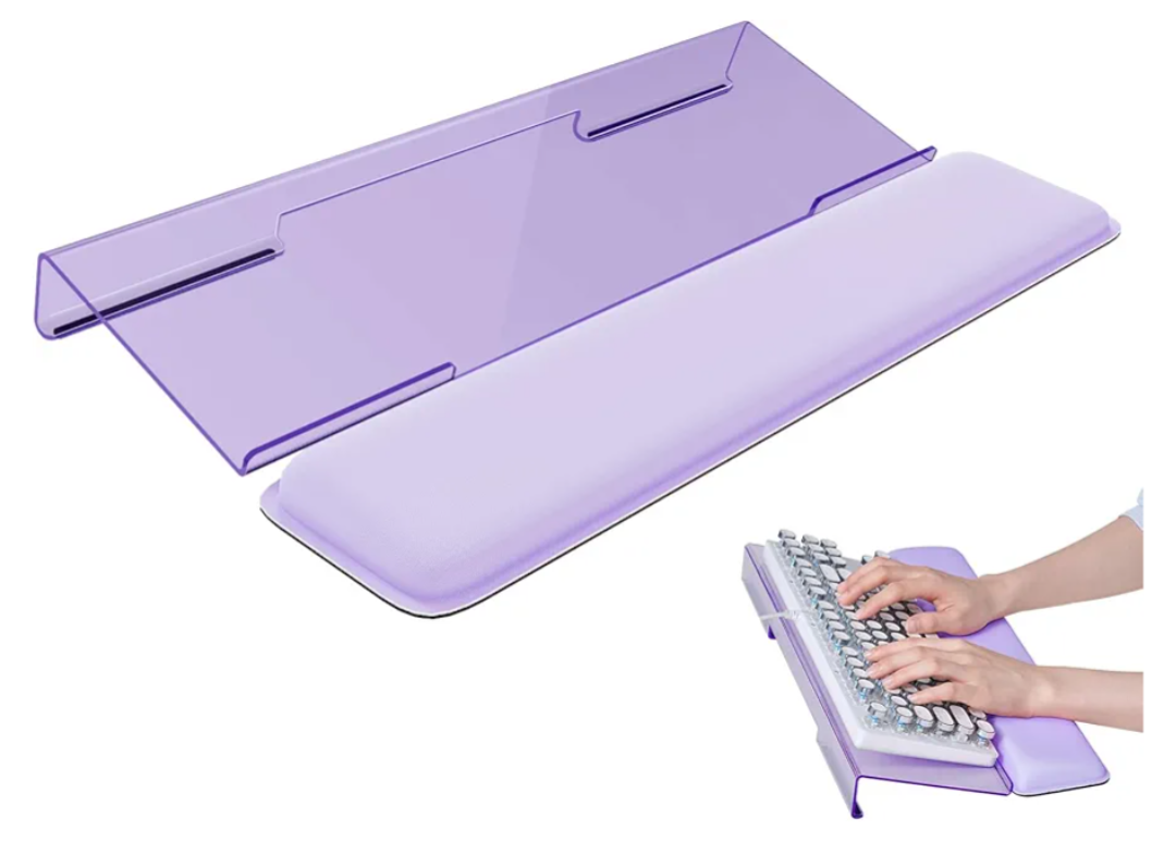 Computer Keyboard Stand for Desktop, Keyboard Wrist Rest Holder Stand for Easy Typing with Wrist Pad for Office Desk, Home, School(Purple)