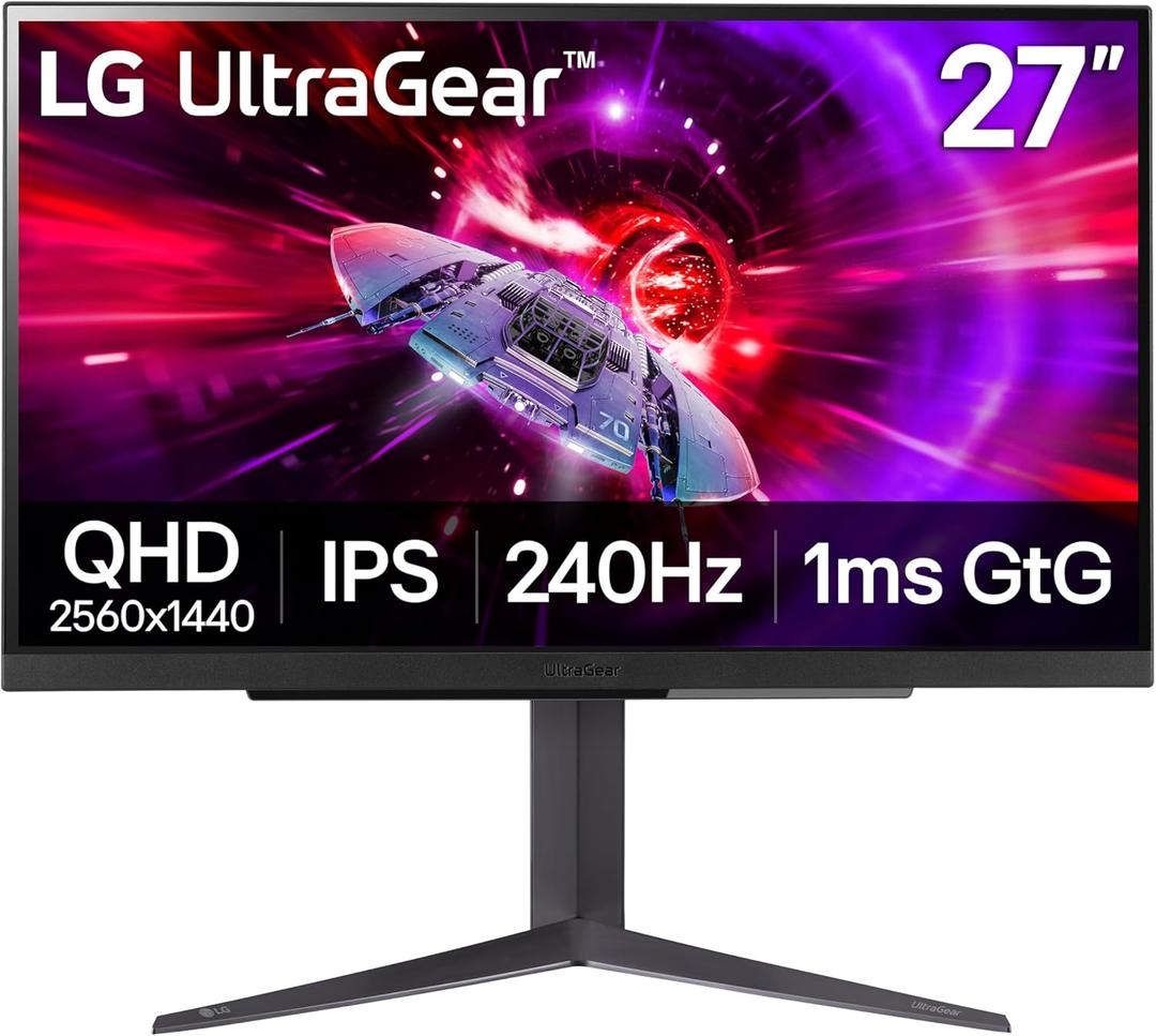 LG 27GR83Q-B 27-inch Ultragear QHD (2560x1440) IPS Gaming Monitor, 240Hz, 1ms, DisplayHDR 400, G-Sync AMD FreeSync Premium, HDMI 2.1 DisplayPort, 4-Pole HP Out DTS GP:X, Tilt/Height/Pivot Stand, Black